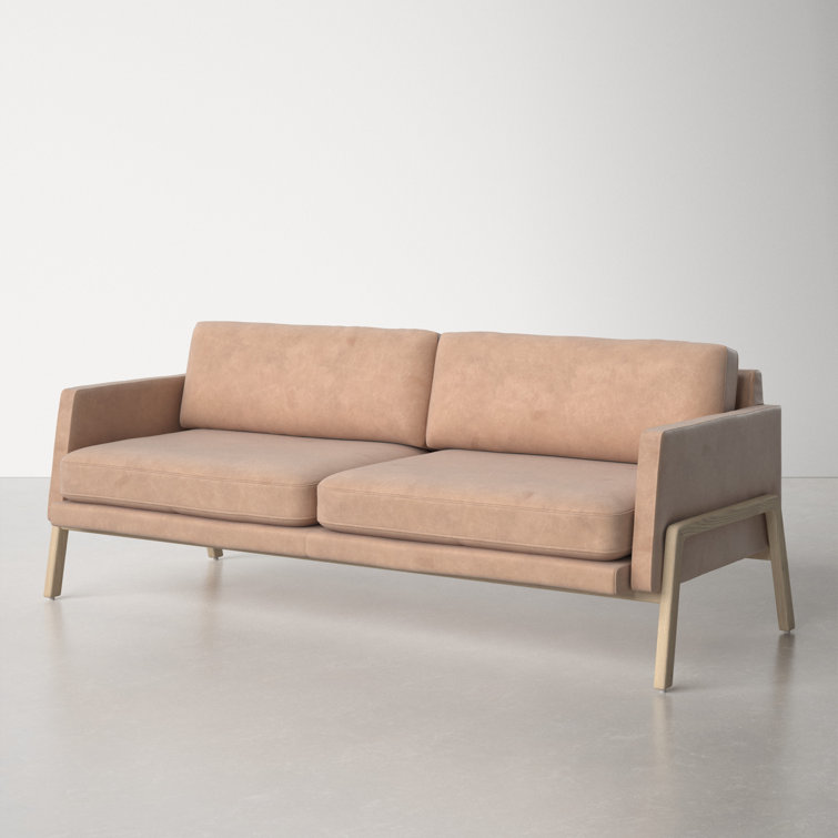 Viviana Ashwood Beige Top Grain Leather 84'' Sofa