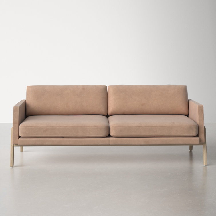 Viviana Ashwood Beige Top Grain Leather 84'' Sofa