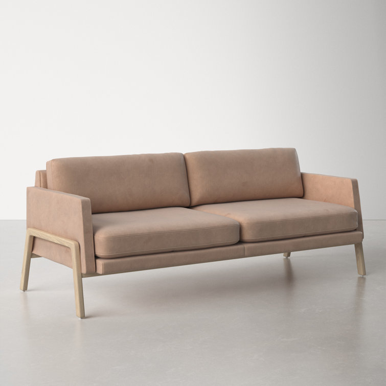 Viviana Ashwood Beige Top Grain Leather 84'' Sofa