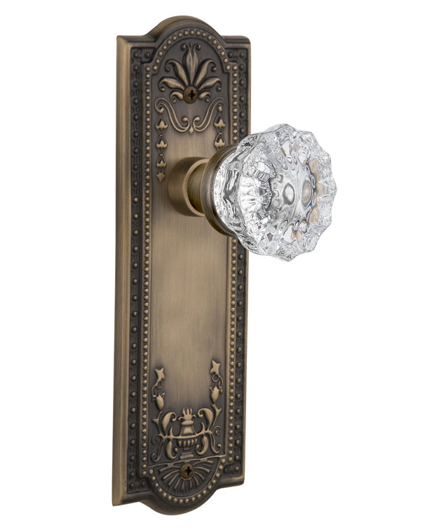 Antique Brass Plate with Crystal Glass Door Knob