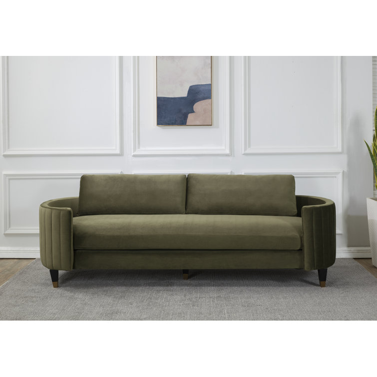 Giotto Dark Olive Green Velvet Split Back Sofa