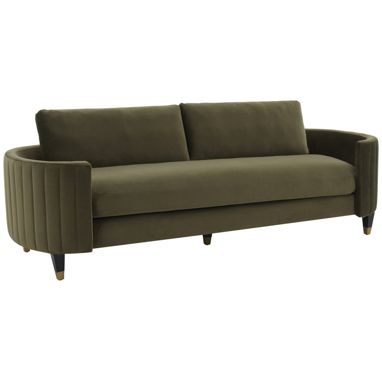 Giotto Dark Olive Green Velvet Split Back Sofa
