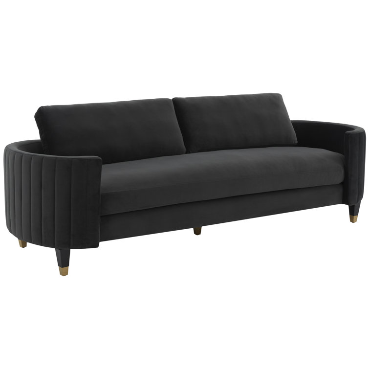 Winford Giotto Mouse Velvet 92'' Sofa with Brass Accents