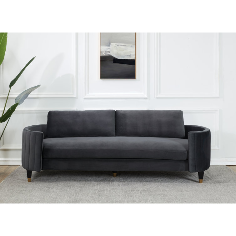 Winford Giotto Mouse Velvet 92'' Sofa with Brass Accents