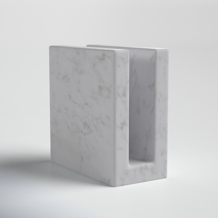 Elegant White Marble Tabletop Napkin Holder