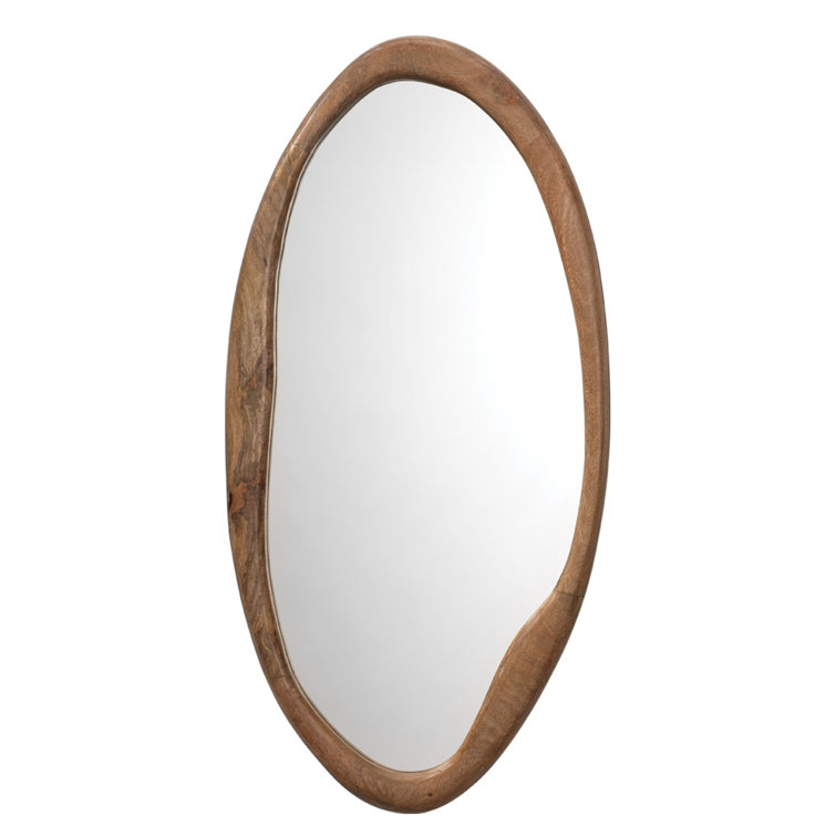 Alora Asymmetrical Natural Mango Wood Oval Mirror