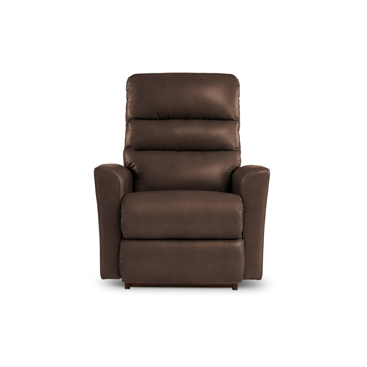 Espresso Leather Match Rocker Recliner with Square Arms