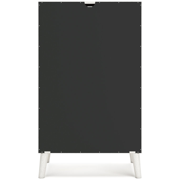 Aprilyn White 5-Drawer Chest with Faux Leather Handles
