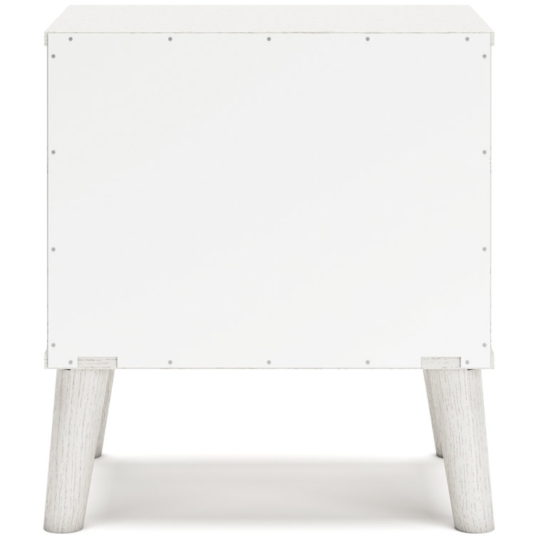 Maximal Minimalism White Nightstand with Customizable Faux Leather Pulls