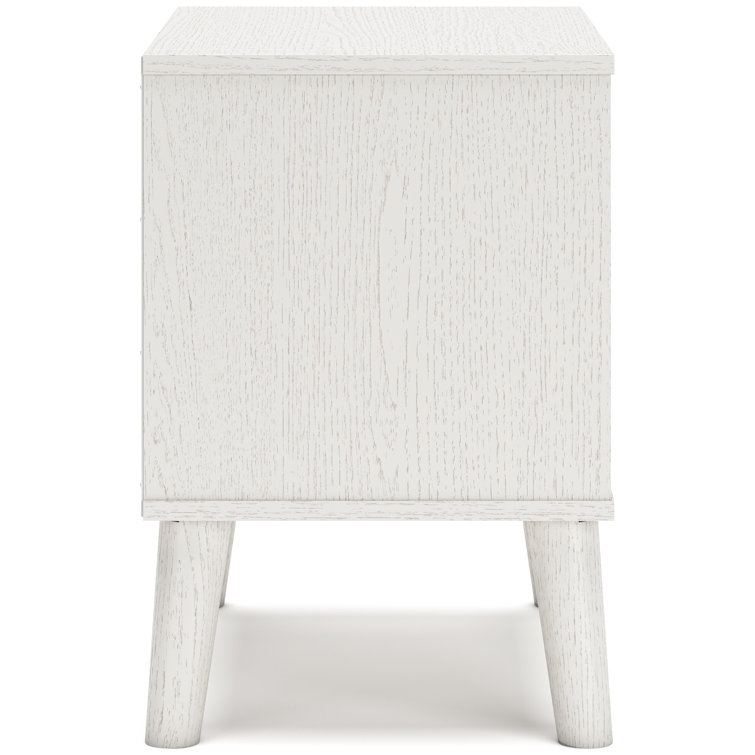 Maximal Minimalism White Nightstand with Customizable Faux Leather Pulls