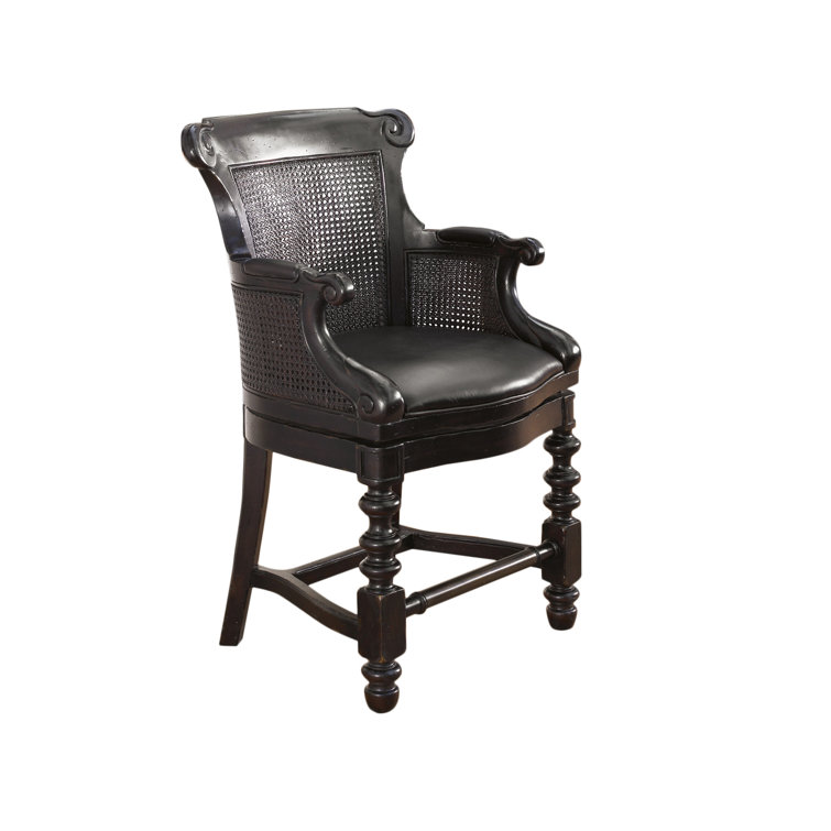 Kingstown Dunkirk 24.75" Black Leather Swivel Counter Stool