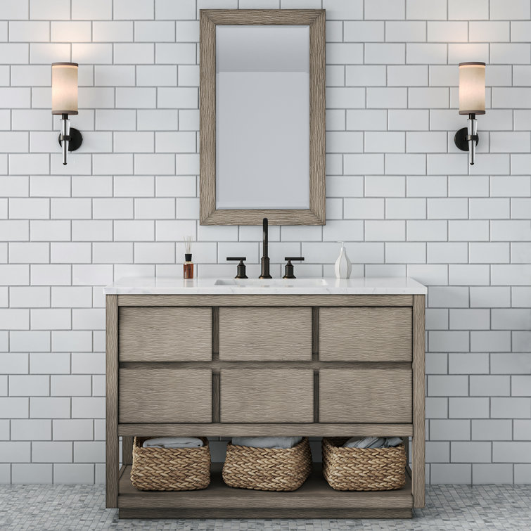 Oakman 48" Mango Wood Single Sink Vanity with Carrara Marble Top