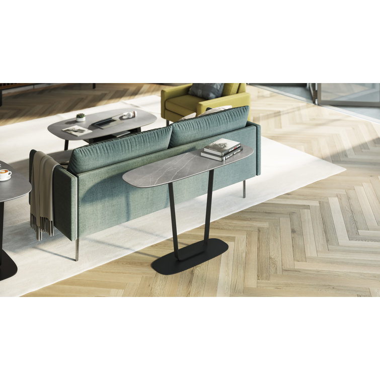 Alto Grey Porcelain Top Console Table with Steel Frame