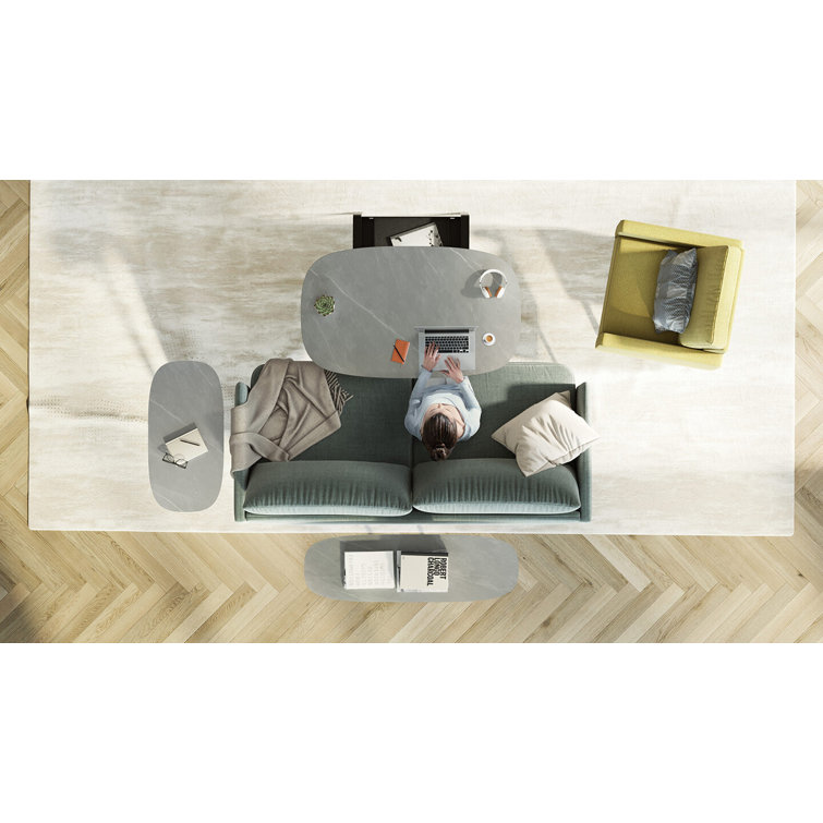 Alto Grey Porcelain Top Console Table with Steel Frame