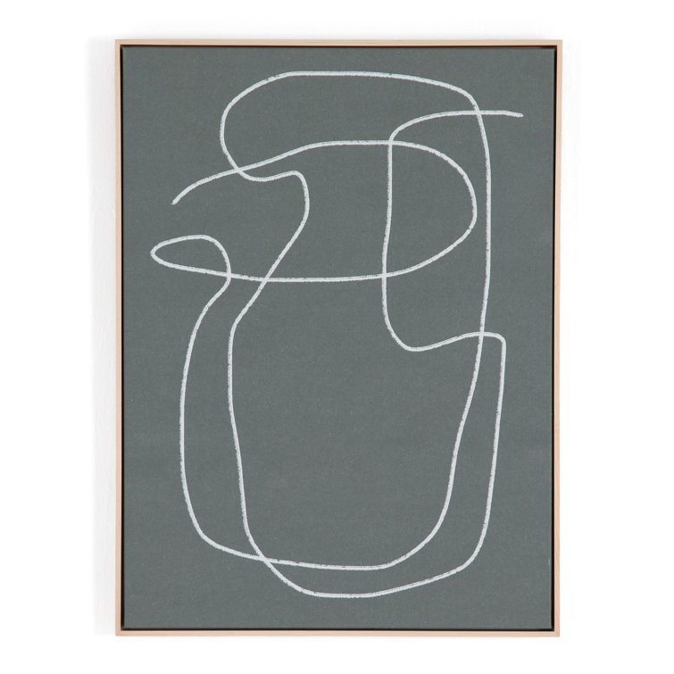 Large Gray and White Abstract Canvas Print Set with Maple Frame