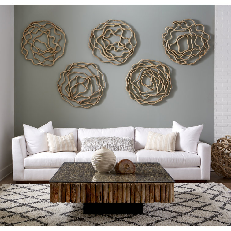 Contemporary Manhattan 51'' Square Wood & Glass Coffee Table