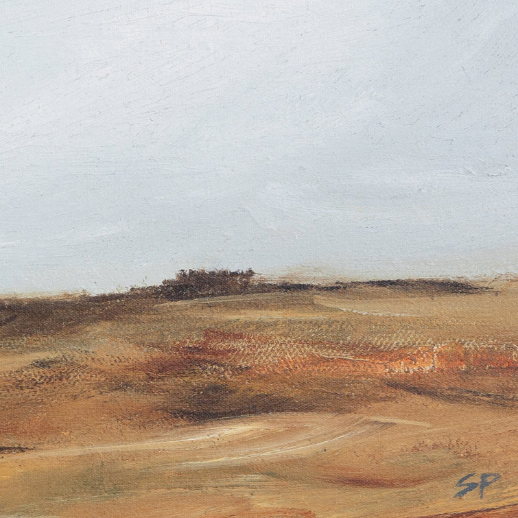 Shaina Page Wheat Field Textured Canvas Painting with Maple Frame