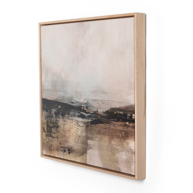 Distant Forest Landscape Print on Canvas with Maple Frame