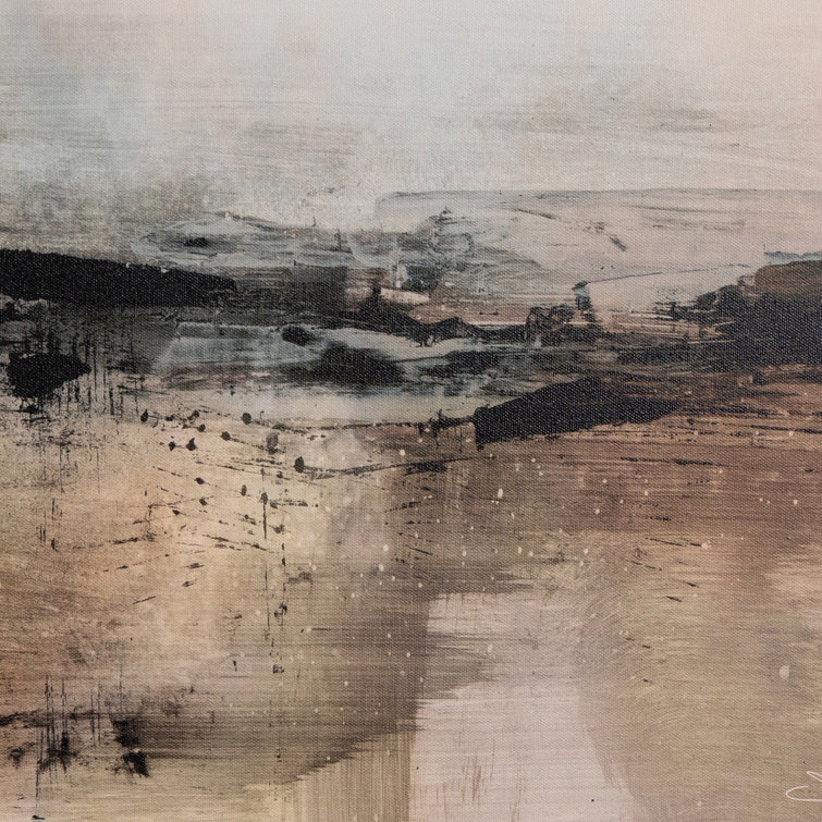 Distant Forest Landscape Print on Canvas with Maple Frame