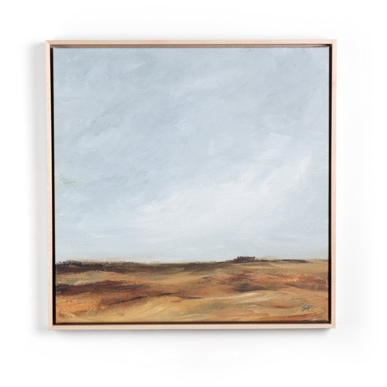 Shaina Page Wheat Field Textured Canvas Painting with Maple Frame