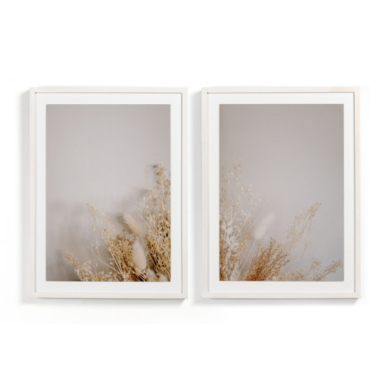 Neutral Botanical Dried Floral Diptych Canvas Painting