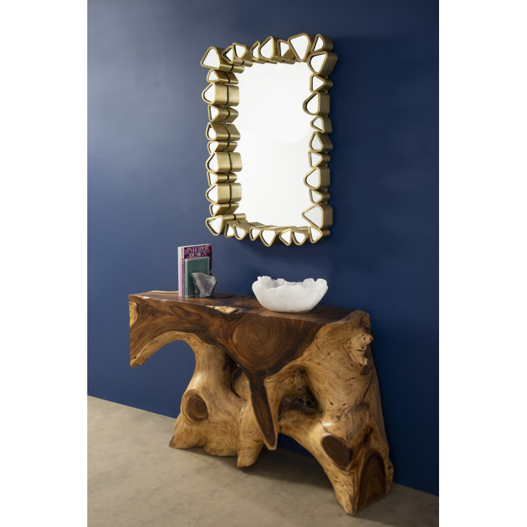 Gold Rectangular Wood Contemporary Accent Mirror