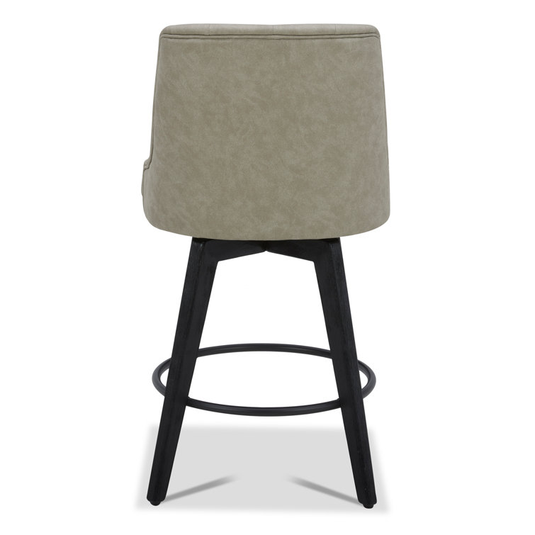 White Faux Leather Swivel Counter Stools with Black Legs