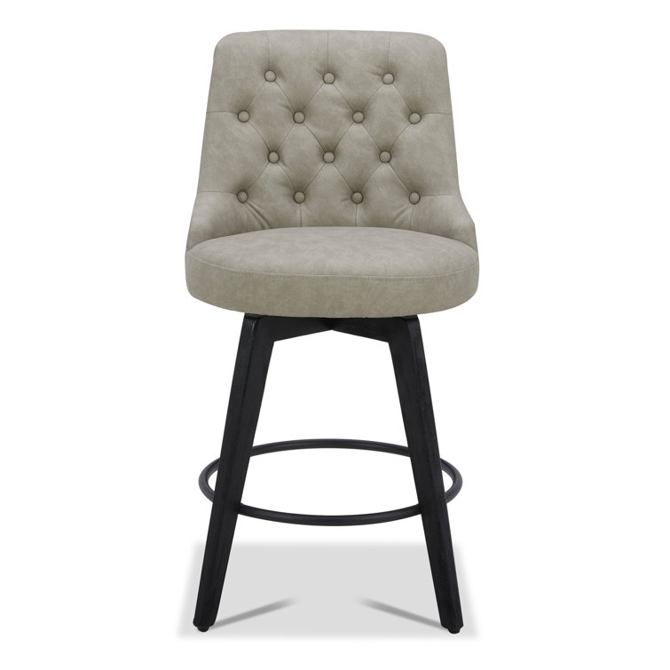 White Faux Leather Swivel Counter Stools with Black Legs