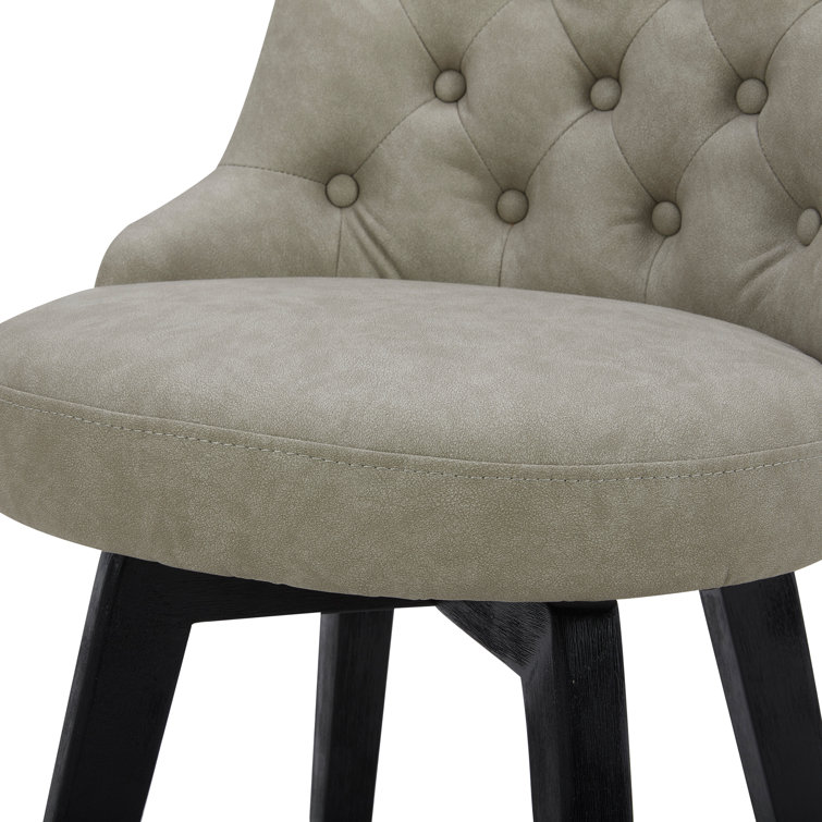 White Faux Leather Swivel Counter Stools with Black Legs