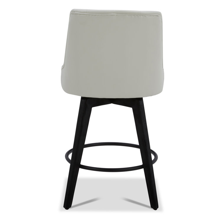 White Faux Leather Swivel Counter Stools with Black Legs