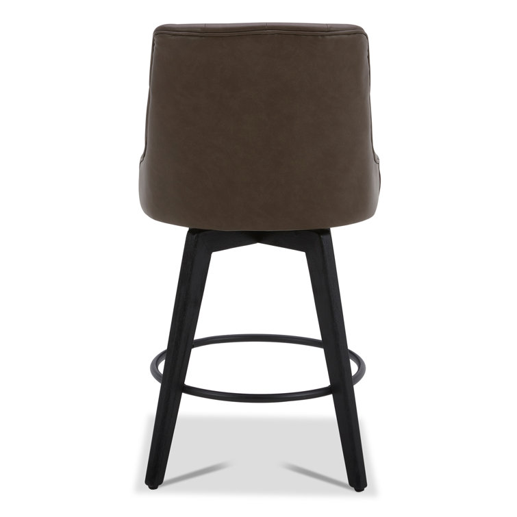 White Faux Leather Swivel Counter Stools with Black Legs
