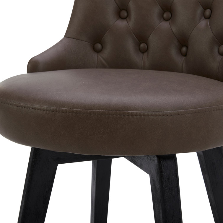 White Faux Leather Swivel Counter Stools with Black Legs