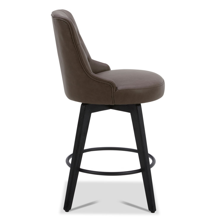 White Faux Leather Swivel Counter Stools with Black Legs