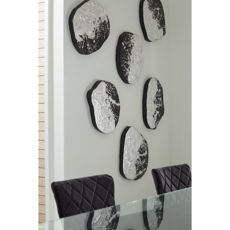 Modern Organic Black and Silver Leaf Wood Wall Tile