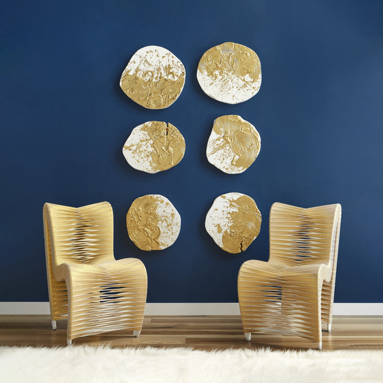 Contemporary Gold Woven Wood-Metal High Side Chair