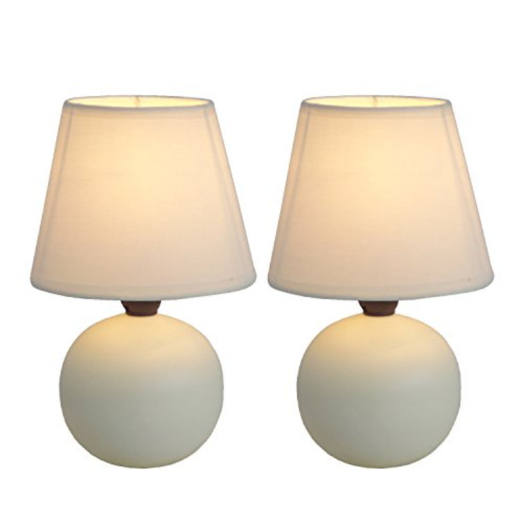 Off-White Mini Ceramic Globe Table Lamp Set for Kids