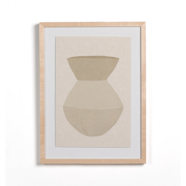 Abstract Beige Graphic Art Print in Solid Maple Wood Frame