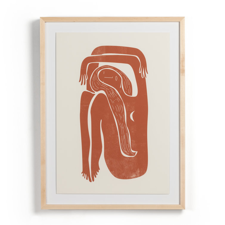 Terracotta Abstract Framed Canvas Print in Black Maple Finish