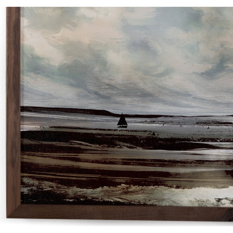 Large Walnut Framed Coastal Canvas Print