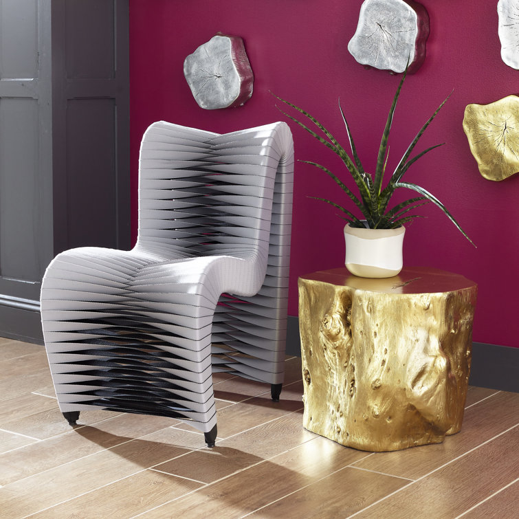 High-Back Contemporary Gray and Black Woven Side Chair