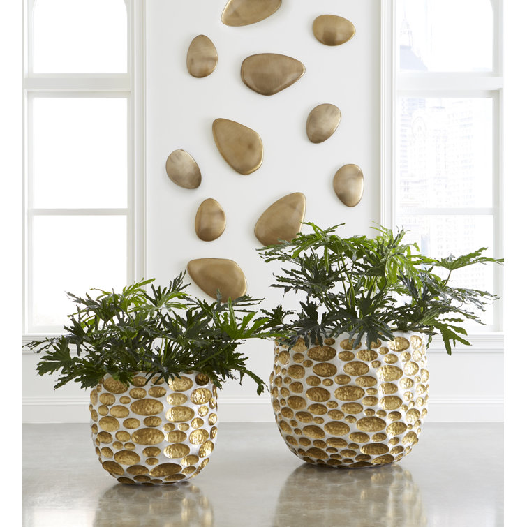 Large Gold Metal River Stone Wall Decor