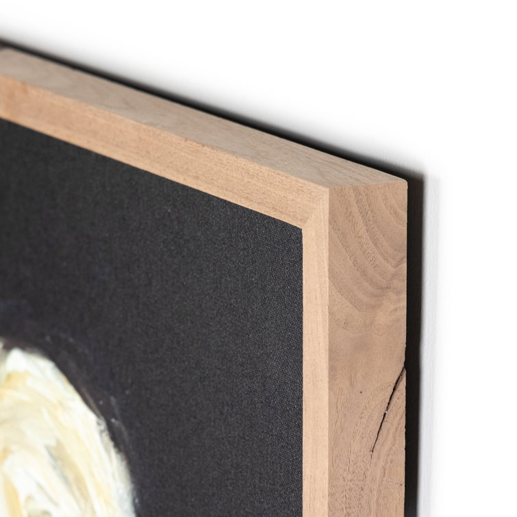 48" Rustic Walnut Framed Floral Canvas Painting