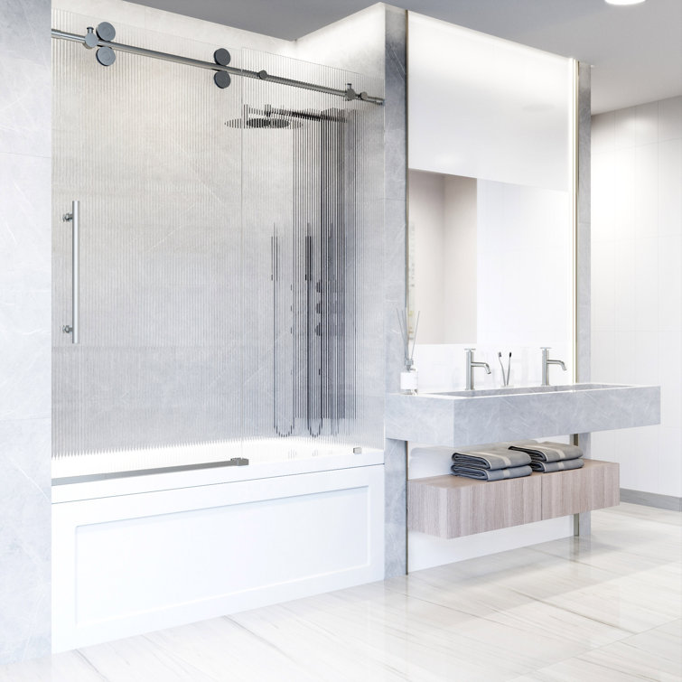 Elan 56-60" Frameless Sliding Tub Door with Fluted Glass