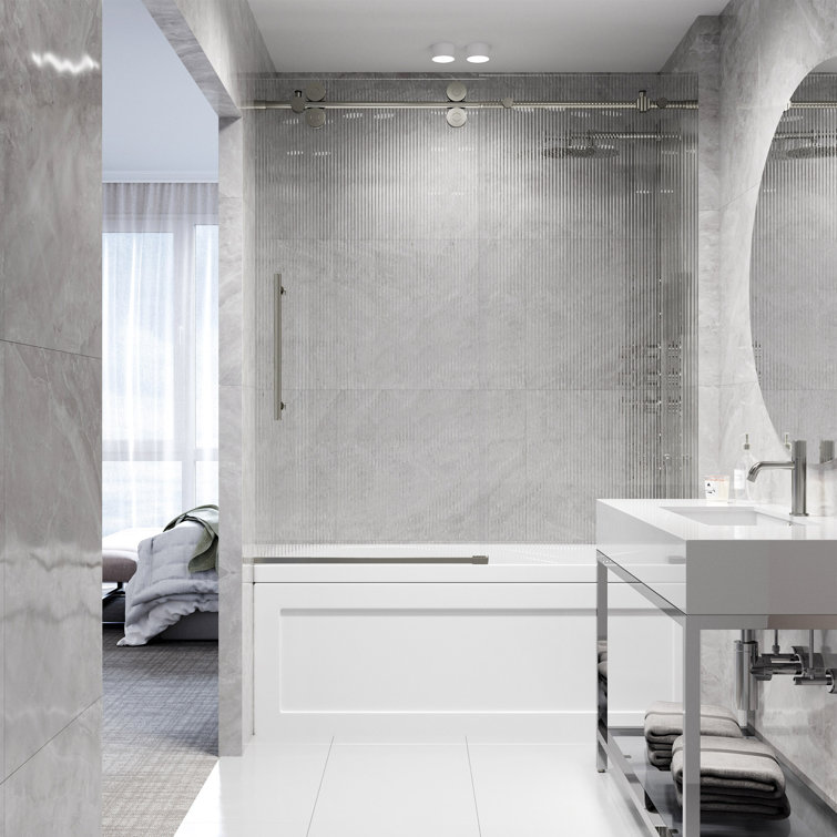 Elan 56-60" Frameless Sliding Tub Door with Fluted Glass