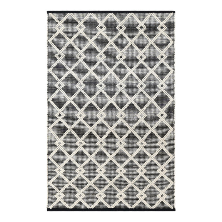 Blackberry & Ivory Geometric Hand-Knotted Wool-Cotton 4'1" x 6'1" Rug