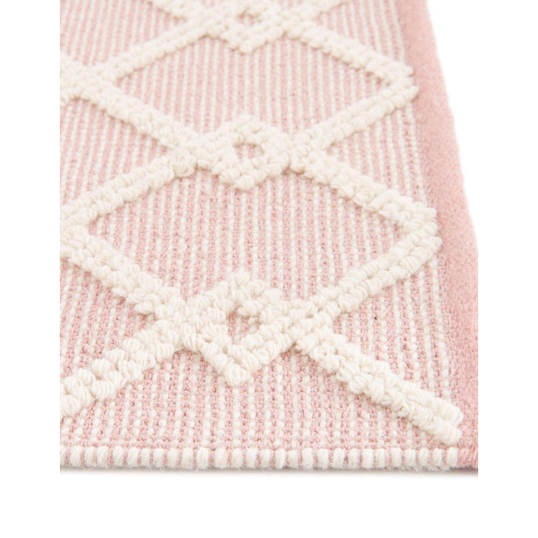 English Rose Geometric Hand-Knotted Wool Area Rug 4'1" x 6'1"