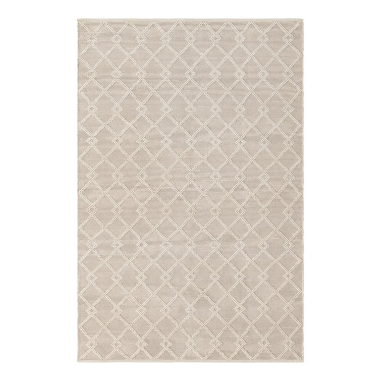 Vanilla Bean Hand-Knotted Wool Geometric Area Rug 6'1" x 9'0"