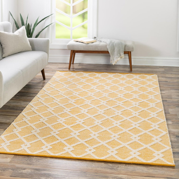 Dorset English Daisy Hand-Knotted Wool & Cotton Yellow Rug 7'10" x 10'
