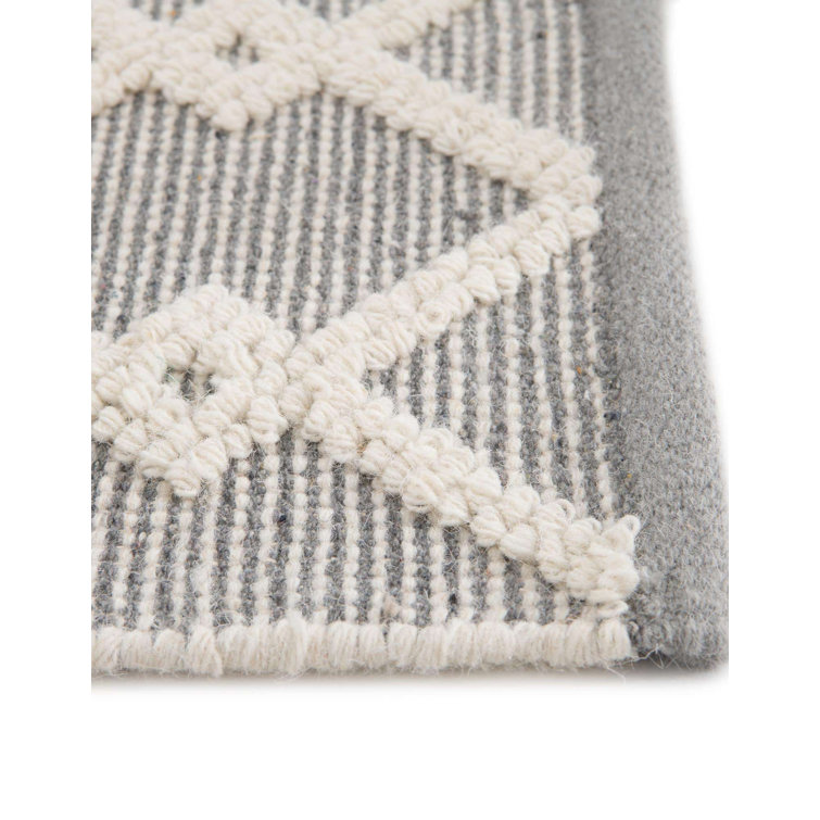 Gray Manor Geometric Wool Handmade Area Rug 8x10