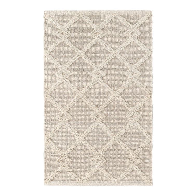 Vanilla Bean Hand-Knotted Wool Geometric 2'2" x 3'1" Indoor Rug